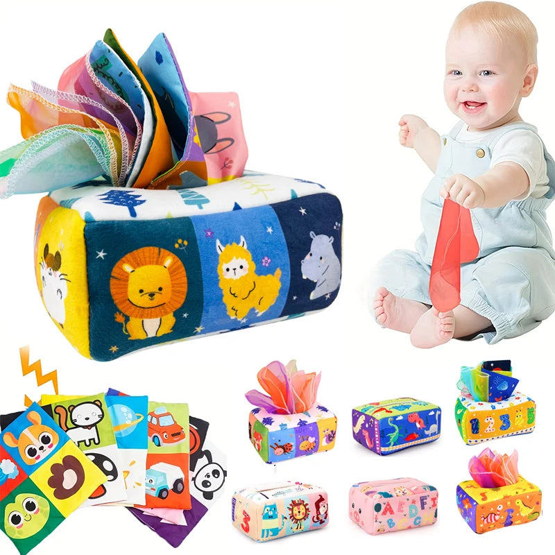 Baby Montessori Magic Tissue Box by I YAN, sensory learning toy for developing fine motor skills in infants.