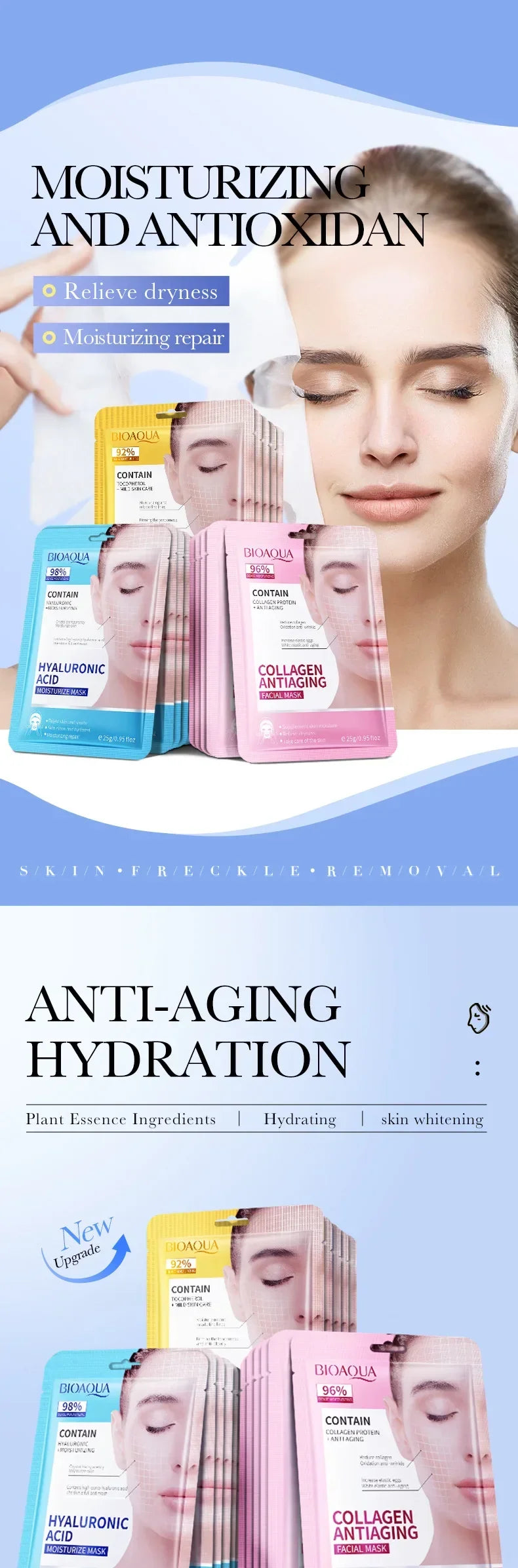 15pcs BIOAQUA Retinol Collagen Anti Wrinkle Facial Masks Moisturizing Anti-aging whitening Face Mask Facial Skin Care Products