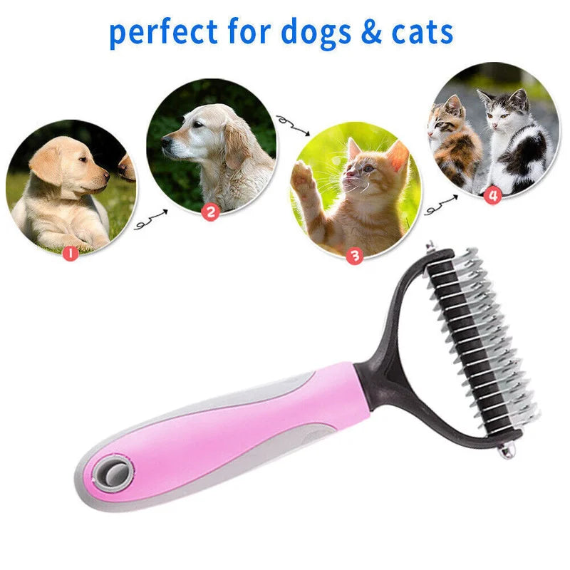 Professional Pet Grooming Tool 2 Sided Undercoat Dog Cat Shedding Comb Brush Pet
