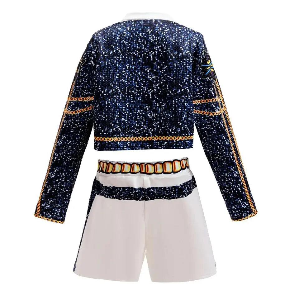 K-Pop Girls cosplay costume set for kids featuring Rummi and Zoe characters, includes colorful outfits for ages 2 to 12.