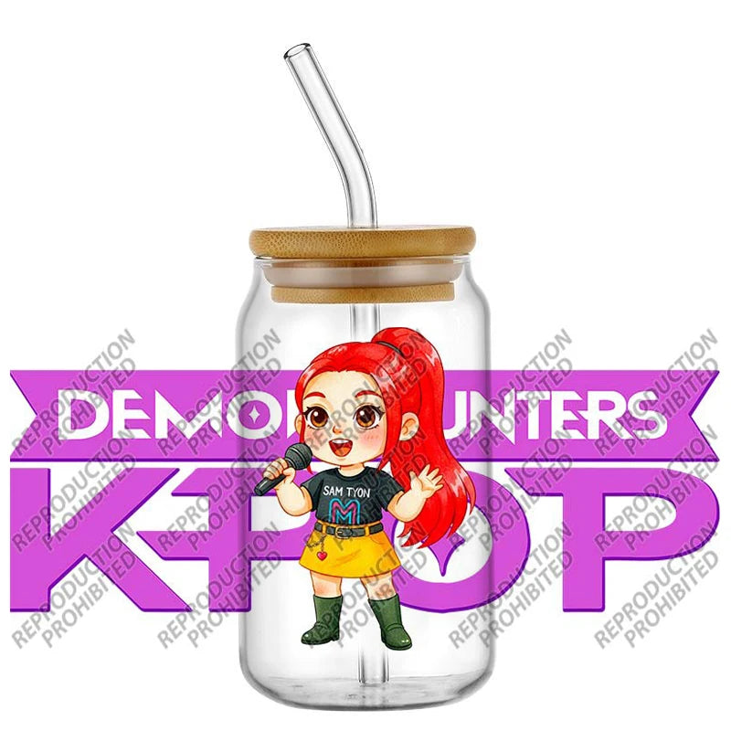Popular K-POP cartoon Hunter design easy peel waterproof DIY Decals 3D uvdtf tumbler transfers stickers 16oz uv dtf cup wrap