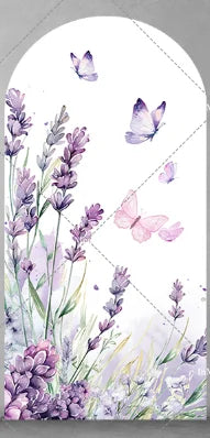 Fairy Girl 1st Birthday Party Arch Backdrop Spring Garden Pink Purple Butterfly Floral Mushroom Door Baby Shower Backgrounds