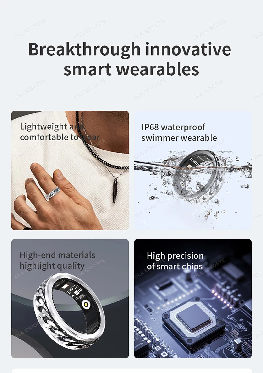 2025 New Smart Ring 360° rotation Chain Bluetooth Health Monitor Blood Oxygen Sleep Heart Rate Multi-sport Modes Men Women Rings