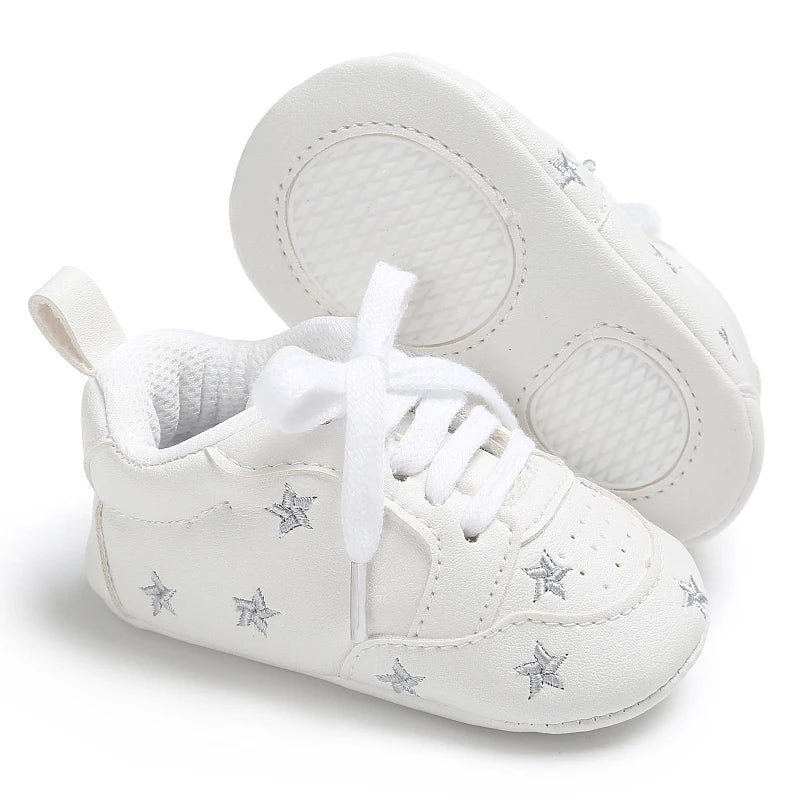Cute soft sole infant baby girl crib shoes by I YAN, toddler first walker sneakers for 0-18 months with colorful, comfortable design.