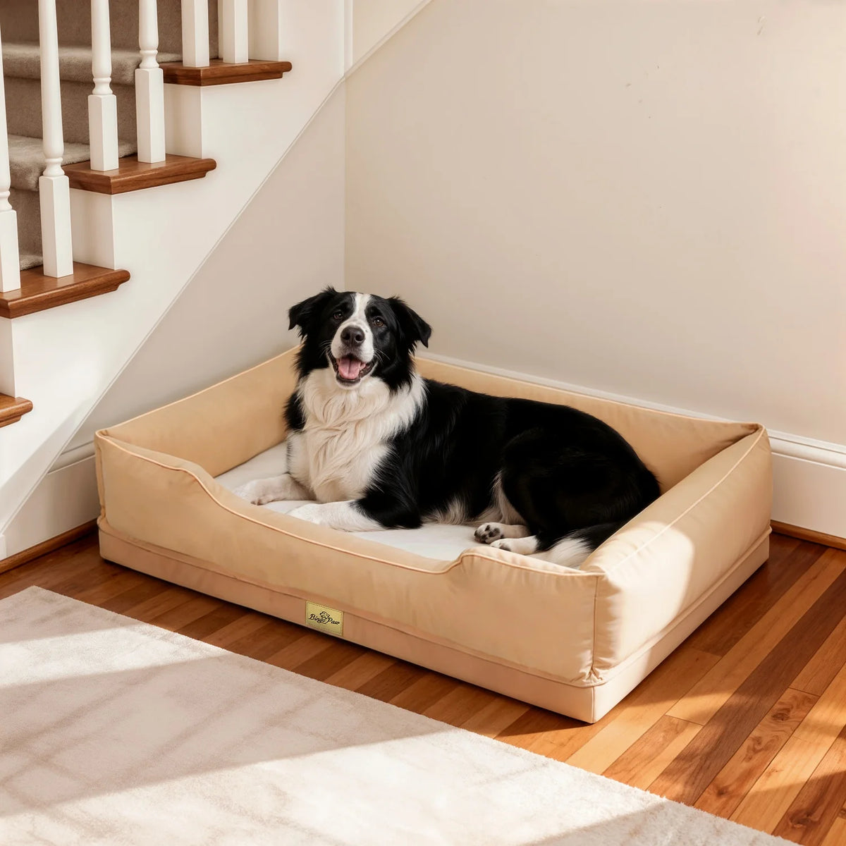 Orthopedic dog bed by I YAN with foam base, waterproof lining, removable cover, Oxford bolster, suitable for large pets