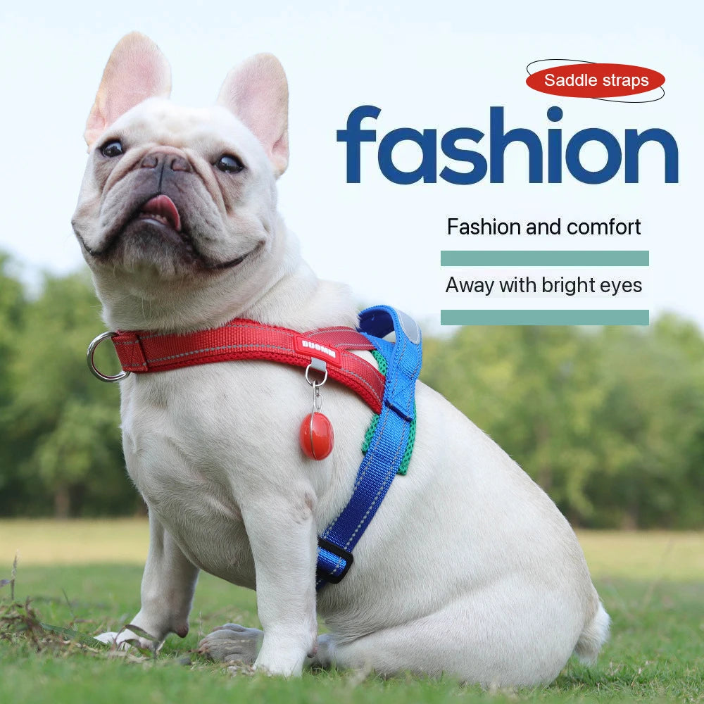 I YAN classic dog harness with padded vest, adjustable breathable mesh, reflective strips, escape-proof chest for all breeds.