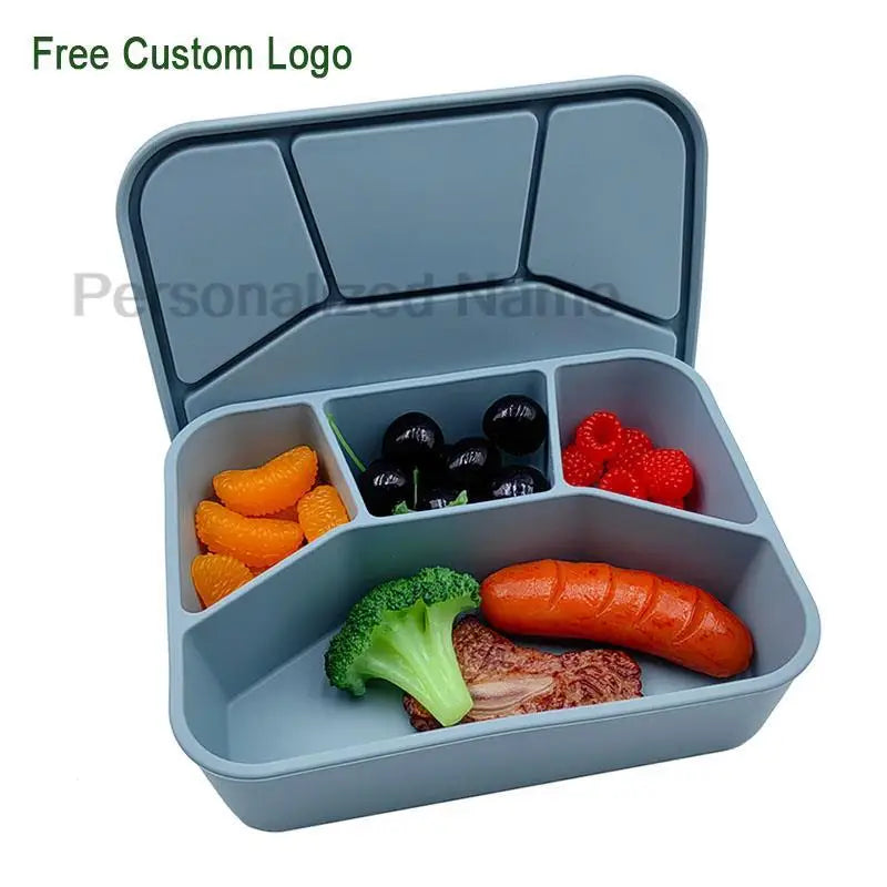 Silicone Bento Lunch Box | 4-Compartment Leakproof Food Container for Kids & Adults - I YAN