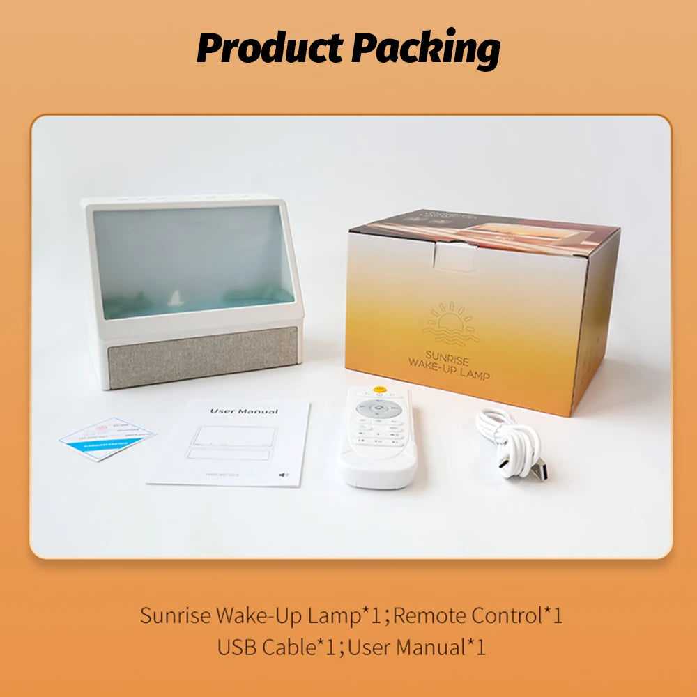 Sunrise Alarm Clock Wake Up Night Light Bluetooth Table Decoration Lamp With Remote Control 5 Levels Brightness Atmosphere Light