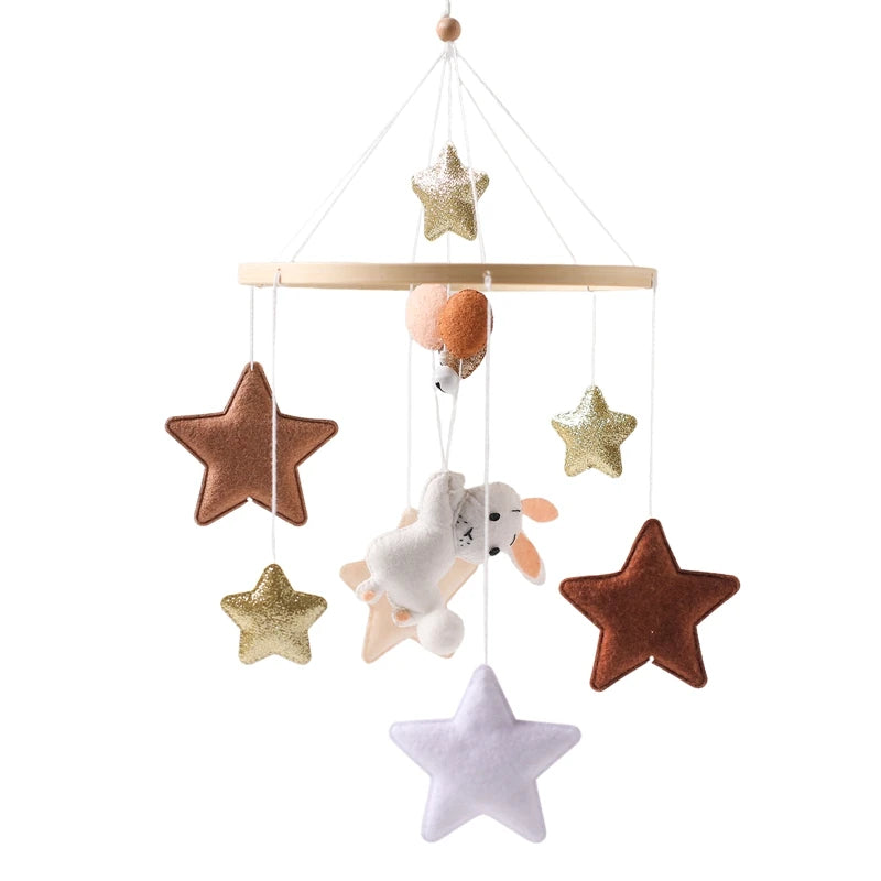 Hot Air Balloon Wooden Baby Crib Mobile – Musical Bed Bell & Rattles for Newborns 0–12M - I YAN