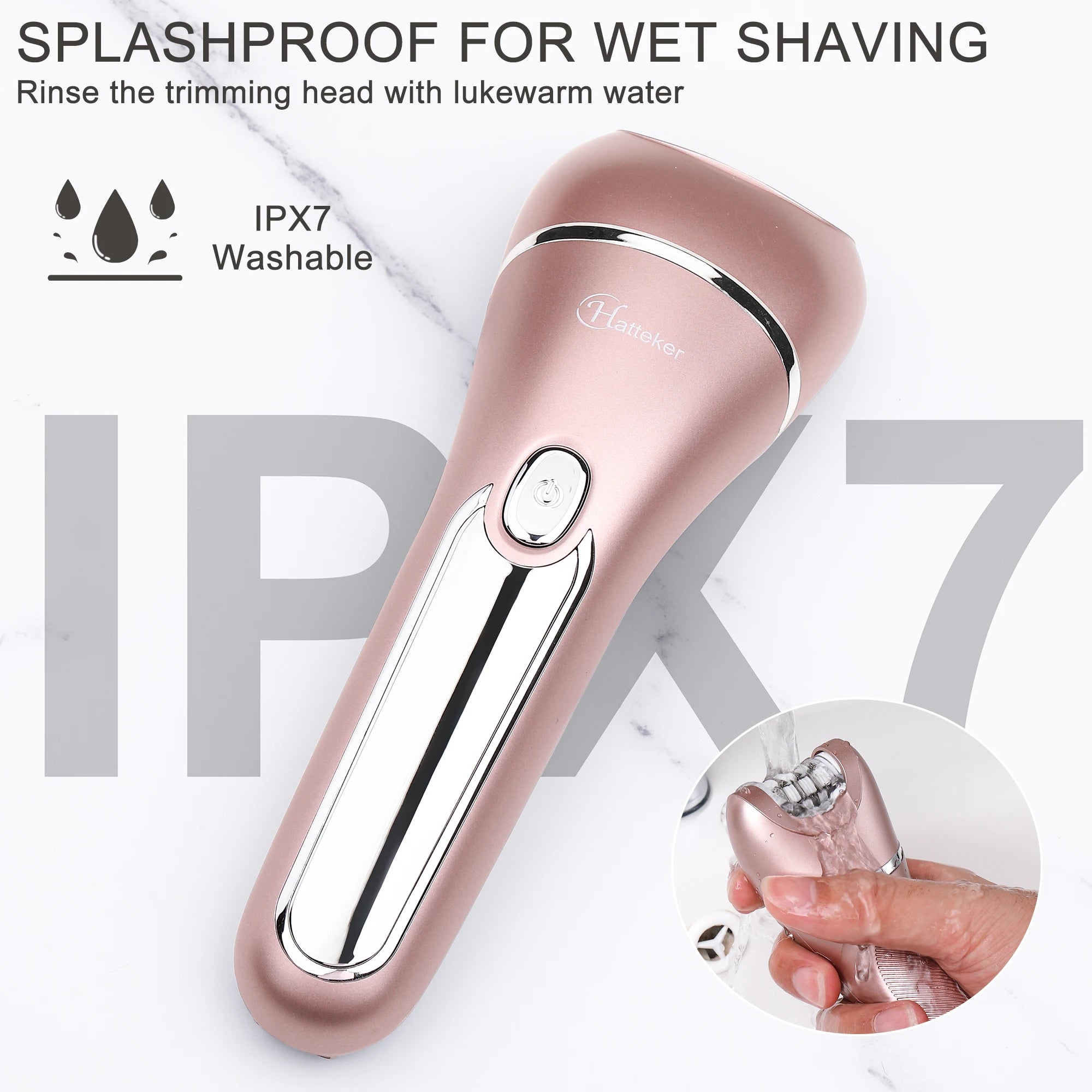 HATTEKER Women Multi-Function Electric Hair Remover Home Use Three-in-One Waxing Tool Washable Full Body Intimate Trimmer Razor