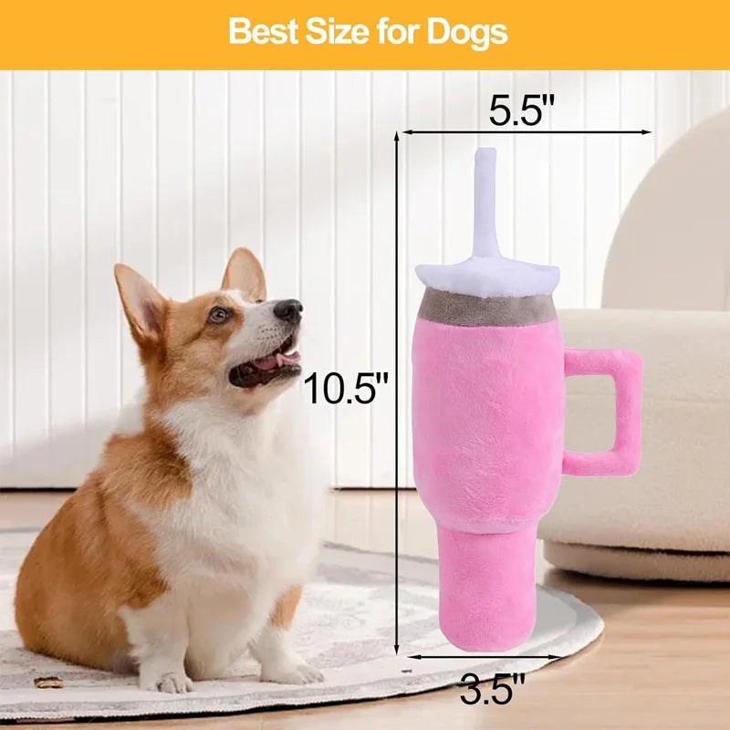 Pink Safe Squeaky Dog Cup Toy by I YAN, durable chew toy for small to large aggressive chewers, ideal for birthday and exercise play.