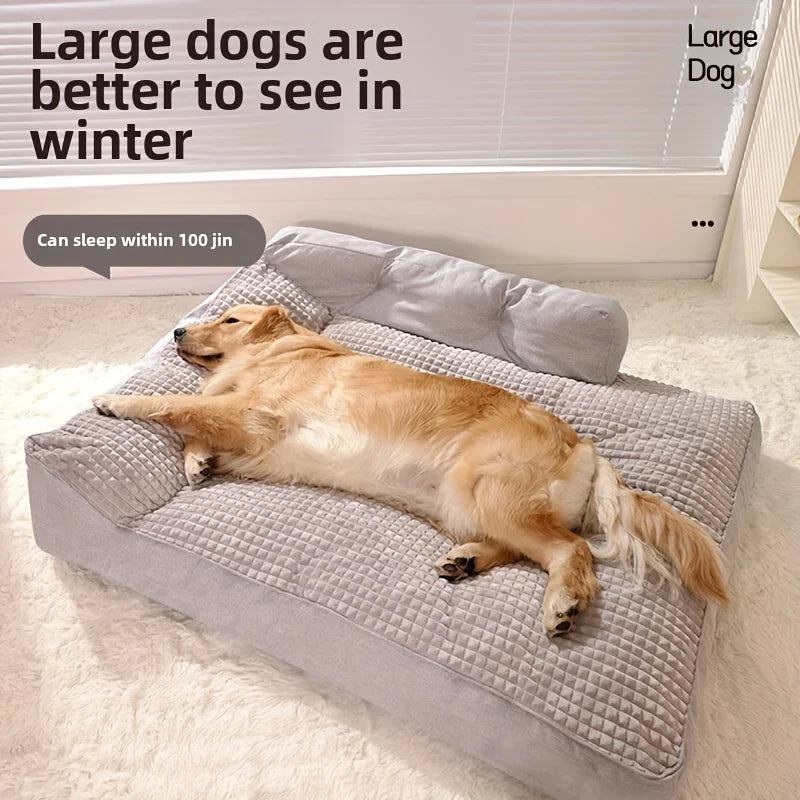Soft I YAN cat and small dog bed with non-slip base, winter warm cushion, washable puppy kennel, ideal for cozy pet sleeping.