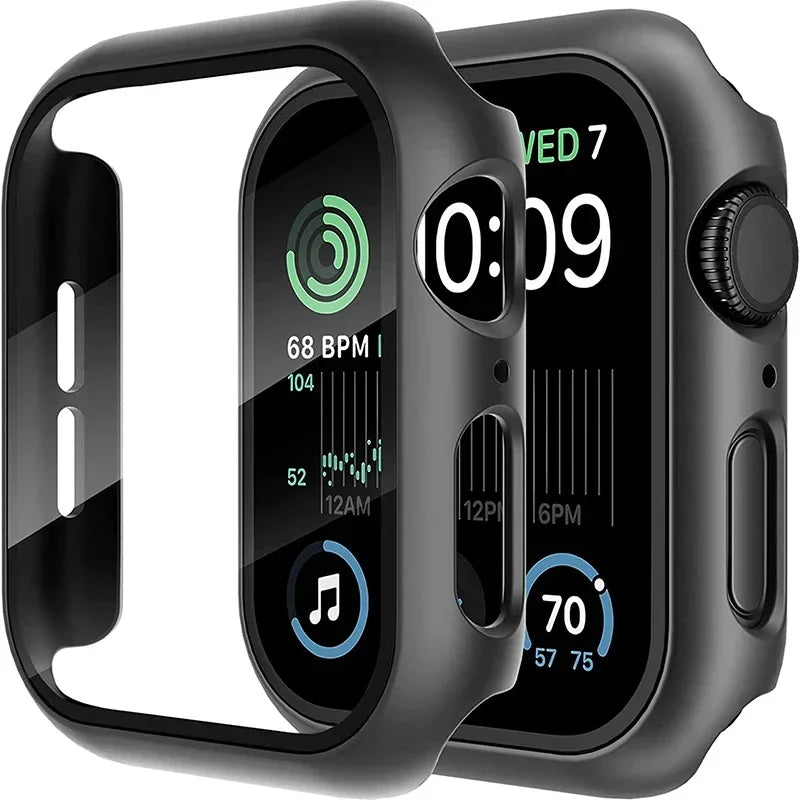 Tempered Glass+Cover For Apple Watch 11 10 9 8 7 46mm 42mm PC Bumper Screen Protector Case iWatch Series 7 6 5 4 SE3 44 40 45mm