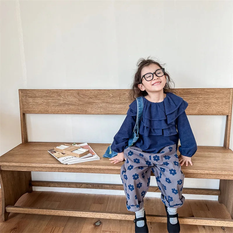 Autumn New Children Loose Trousers Vintage Flower Print Girls Harem Pants Baby Boys Casual Pants Cotton Baby Trousers Clothes