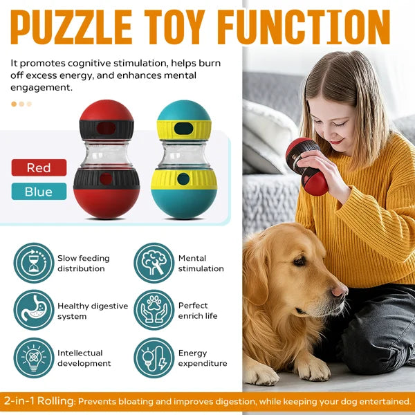 I YAN interactive dog and cat treat dispenser ball, slow feeder toy for small to large pets, with leaking food feature.