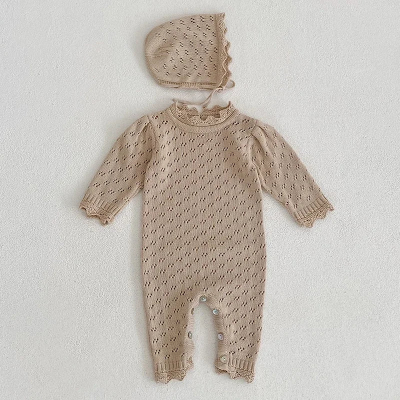2026 New Spring 0-24M Toddler Baby Boys Girl Knitted Romper Long Sleeved Solid Color Hooded Infant Baby Knitted Jumpsuit