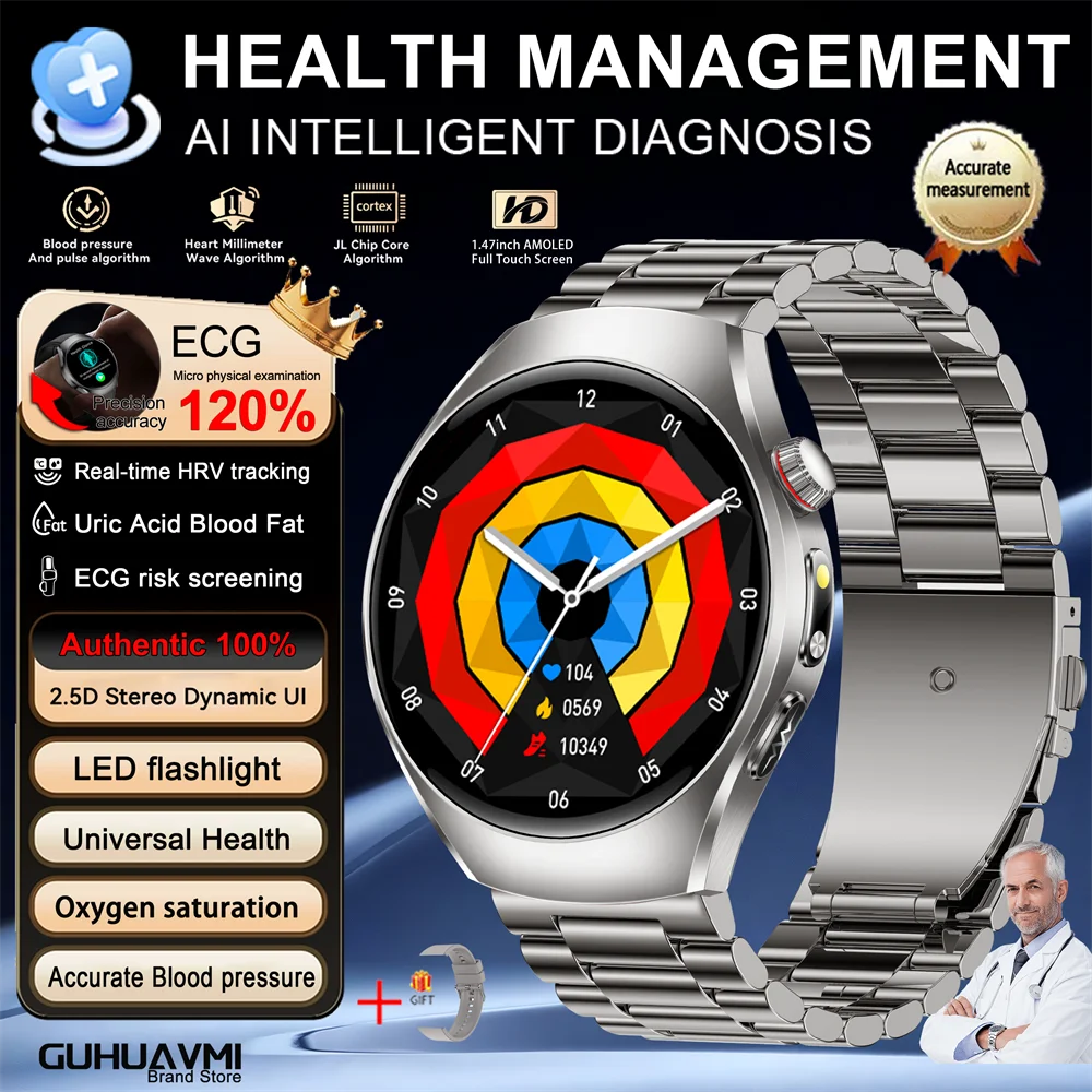 New Brand 2026 upgrade Health Check Smart Watch ECG Blood Lipid Uric Acid Body Fat Sport Waterproof HD Call SmartWatch Man Women