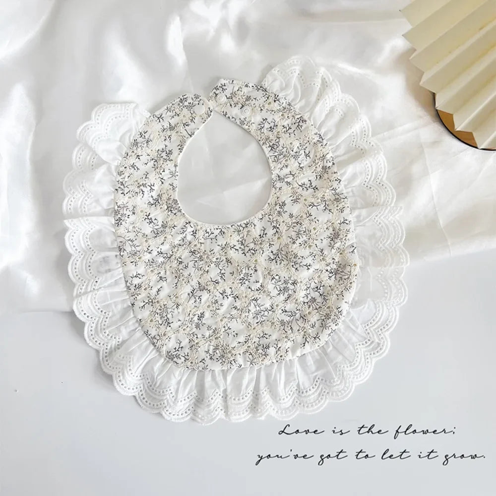 U-shaped Baby Cotton Bibs Waterproof Floral Baby Drooling Bibs Feeding Lace Saliva Towel Cloths Neck Wear Accessories