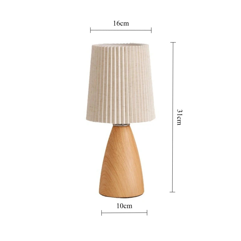 Retro LED Table Lamp Bedroom Fabric Pleated USB Study For Home Room Decor Desktop Decorative Ambiance Bedrooms LED Bedside Lamps