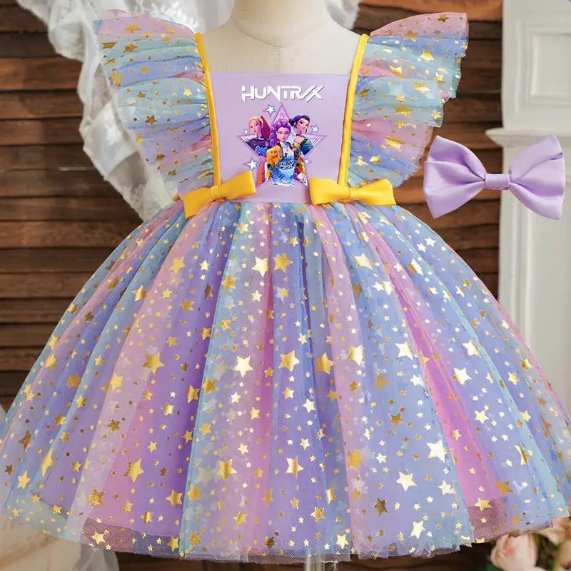 K-Pop Hunters Zoey Mira Rumi Baby Prinsess Dress Girls Birthday Party Dresses Kids Children Sleeveless Tulle Tutu Clothings 1-5Y
