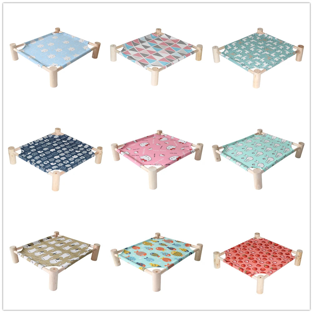 Cat Bed House Outdoor Universal Pet Bed Removable Breathable Pet Hammocks Bed for Cat Small Dog Durable Wood Frame Canvas Beds