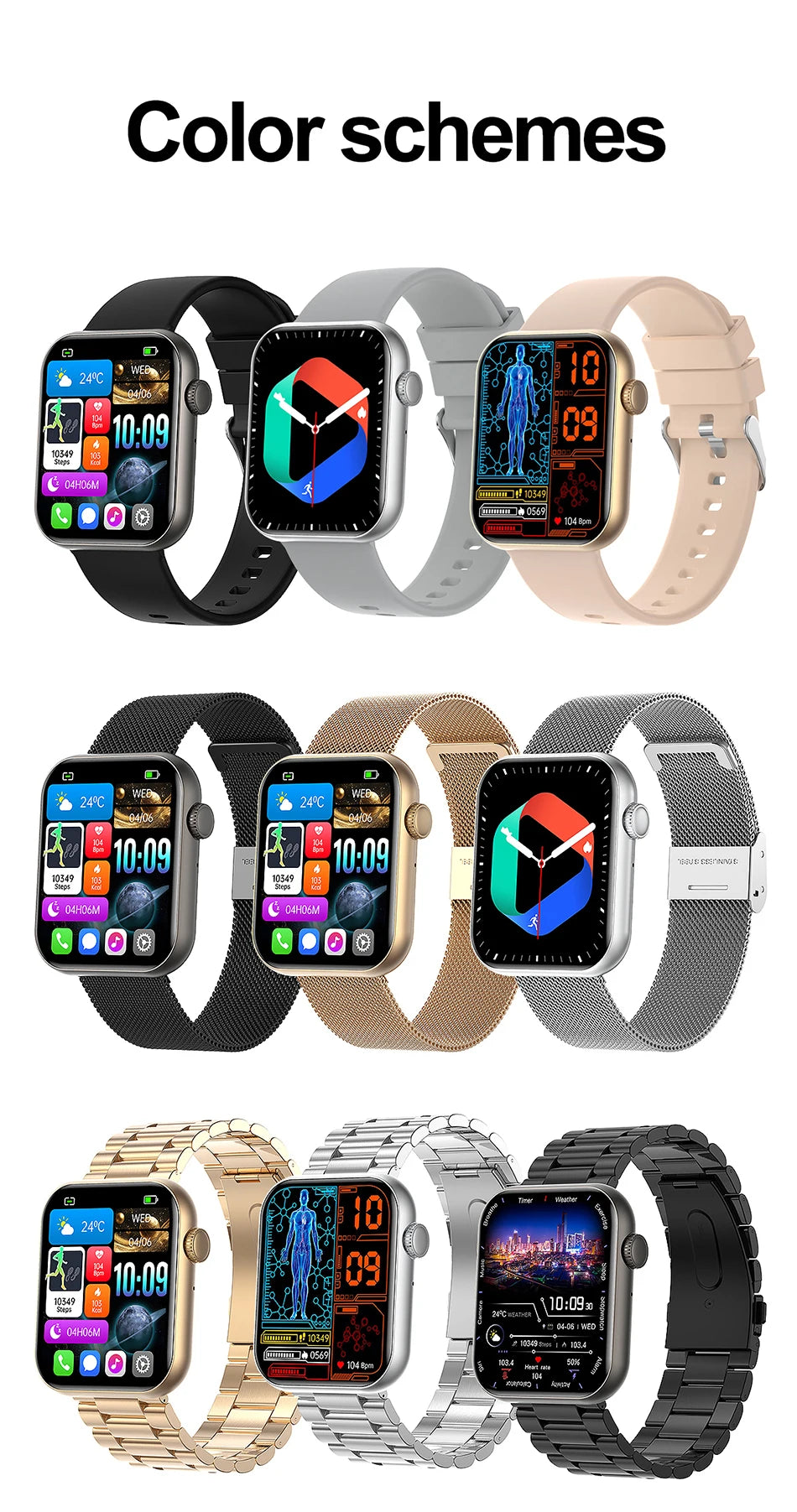 New Smart Watch Full Touch Screen Bluetooth Call AI Voice Heart Rate Waterproof Watches Sports Bracelet Smartwatch Women