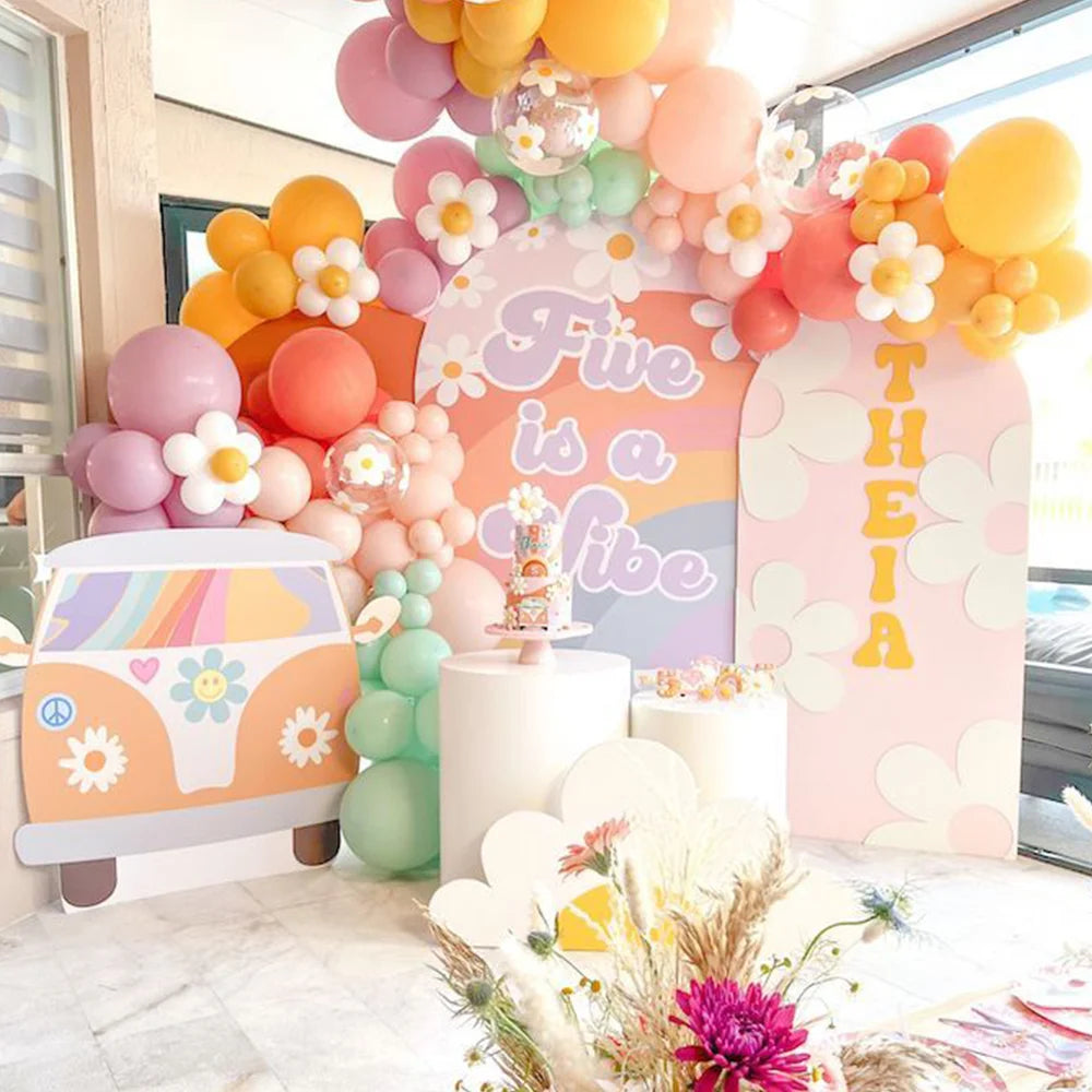 Mocsicka Custom Chiara Arch 2-sided Backdrop Flower Fairy Girl 1st Birthday Party Background Wildflower Baby Shower Photo Booth