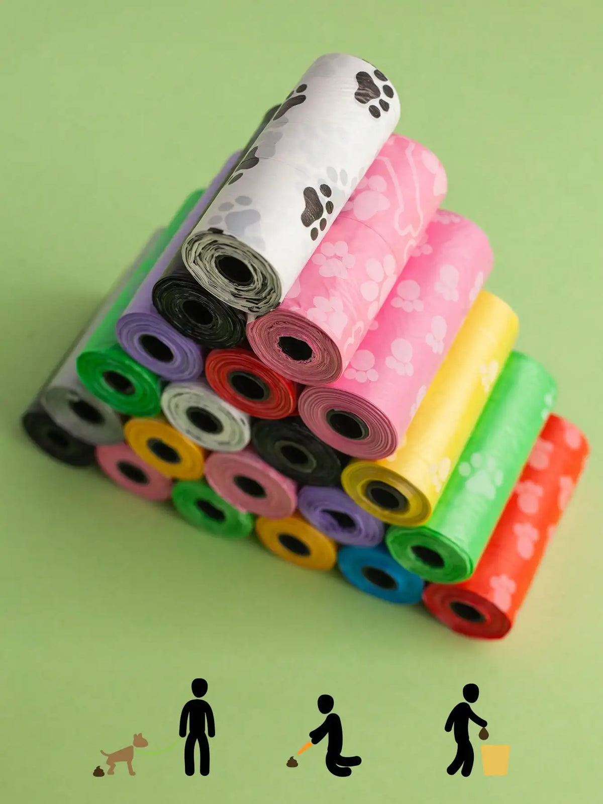 Leak-proof I YAN dog poop bags with thick, durable waste bags and odor control for easy and hygienic pet waste disposal.