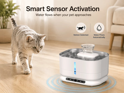 Cordless Cat Water Fountain 3.5L 8000mAh Rechargeable Wireless Pet Water Dispenser Separate Water & Electricity Safe Automatic Circulating Drinking Fountain for Cats Small Dogs