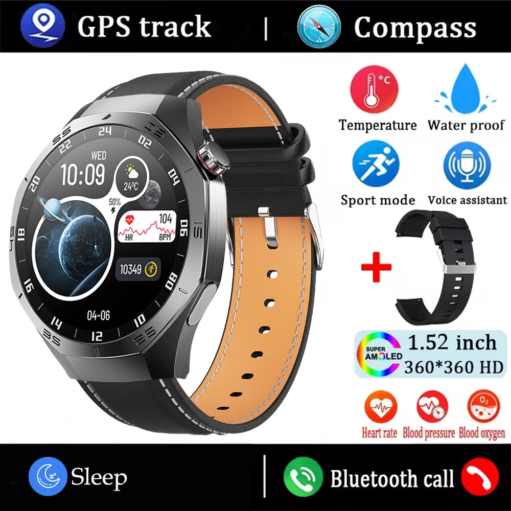 Android and ios Smart Watch Men AMOLED Screen GPS Motion trajectory Heart Rate Bluetooth Calls SmartWatch Waterproof