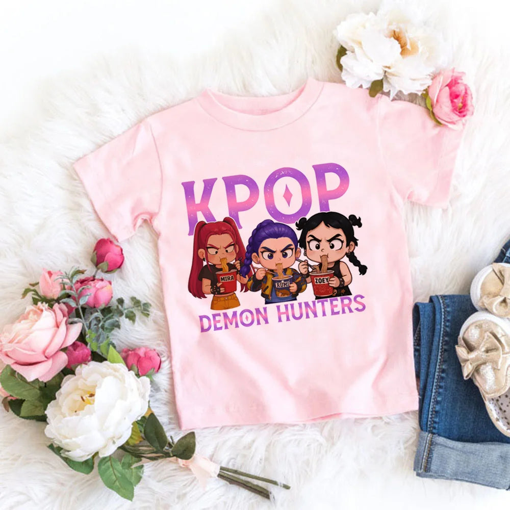 Fashion Movie Kids T-shirt KPop Demon Hunters  Funny Gift for Fans Tshirt K-Pop Demon Hunters Clothes Cool Girls Tee Top