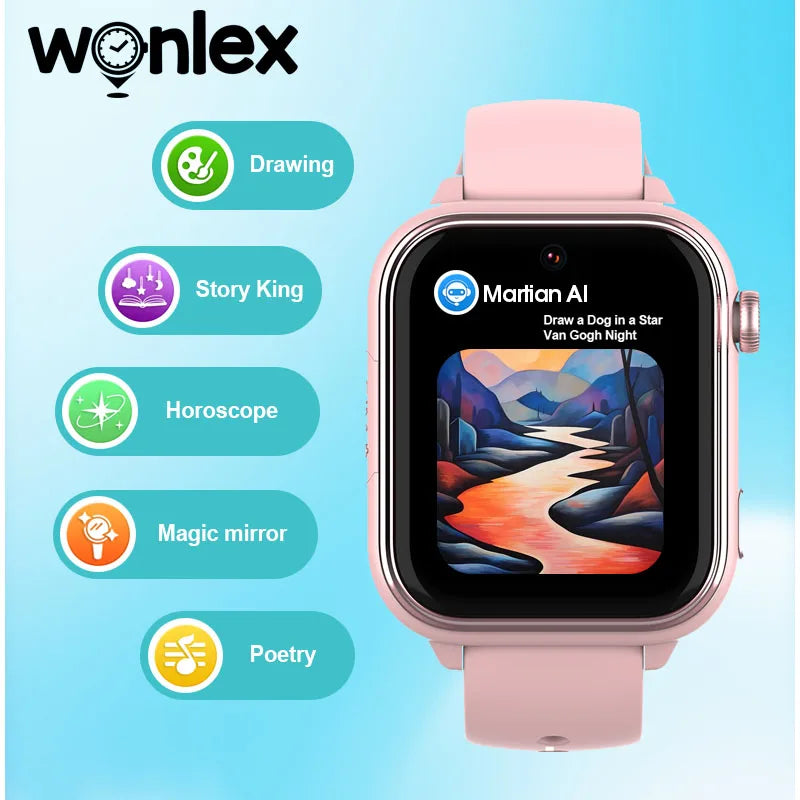 Wonlex KT37 Kids Smart Watch AI Voice Assistant GPS WiFi Location Tracker 4G Video Call  APP Monitor Children Smart Watch - I YAN