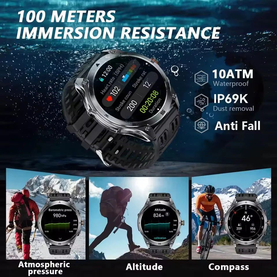 2025 NEW T-REX3 Built-in Dual-band GPS Sports Smart Watches 1000 mAh Battery Compass Outdoor RIDE Run 10ATM Waterproof Bracelet