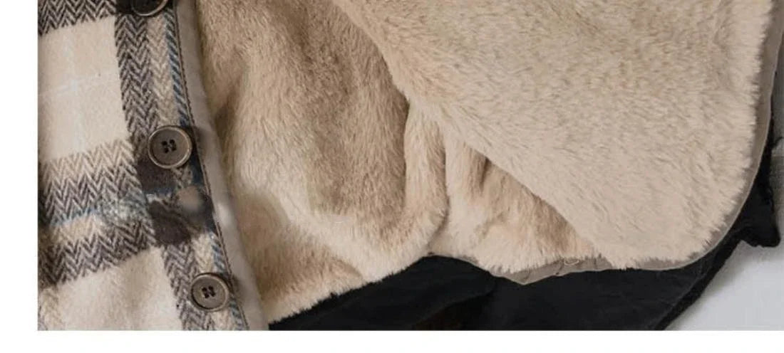 Woolen Plaid Children's Plush Coat Korean Version Autumn and Winter New Boys' and Girls' Coats Loose Baby Cotton Padded Clothes