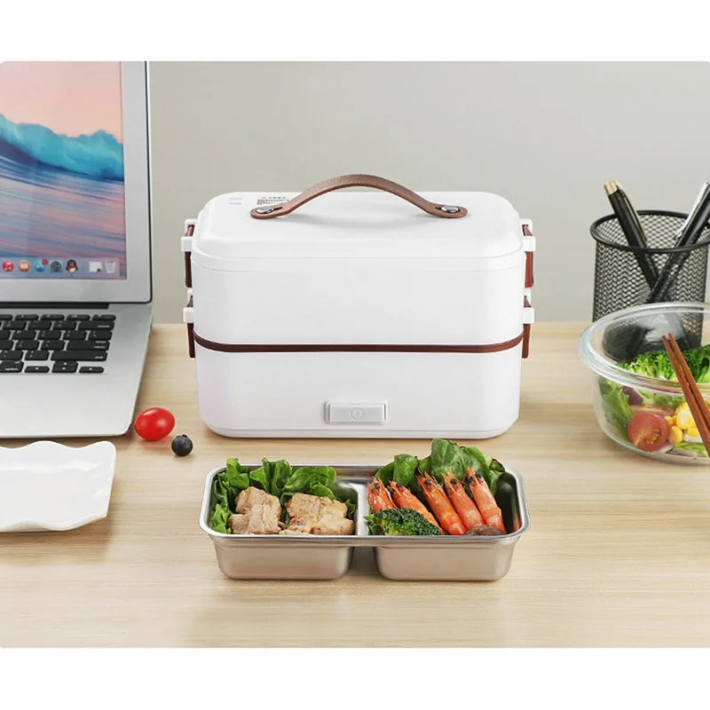 Electric Heating Lunch Box , Food Heater Container  0.8L Home Office Capacity  ,0.8L PP Stainless Steel Double Layer Food Warmer