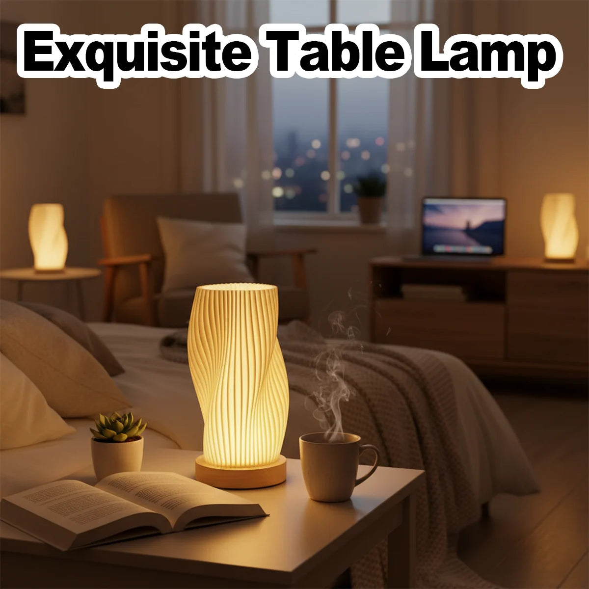 Usb Led 3d Pleated Table Desk Lamp Bedside Lights Lamps With Vintage Modern Decorative Shop Dimmable Small Atmosphere Night Home