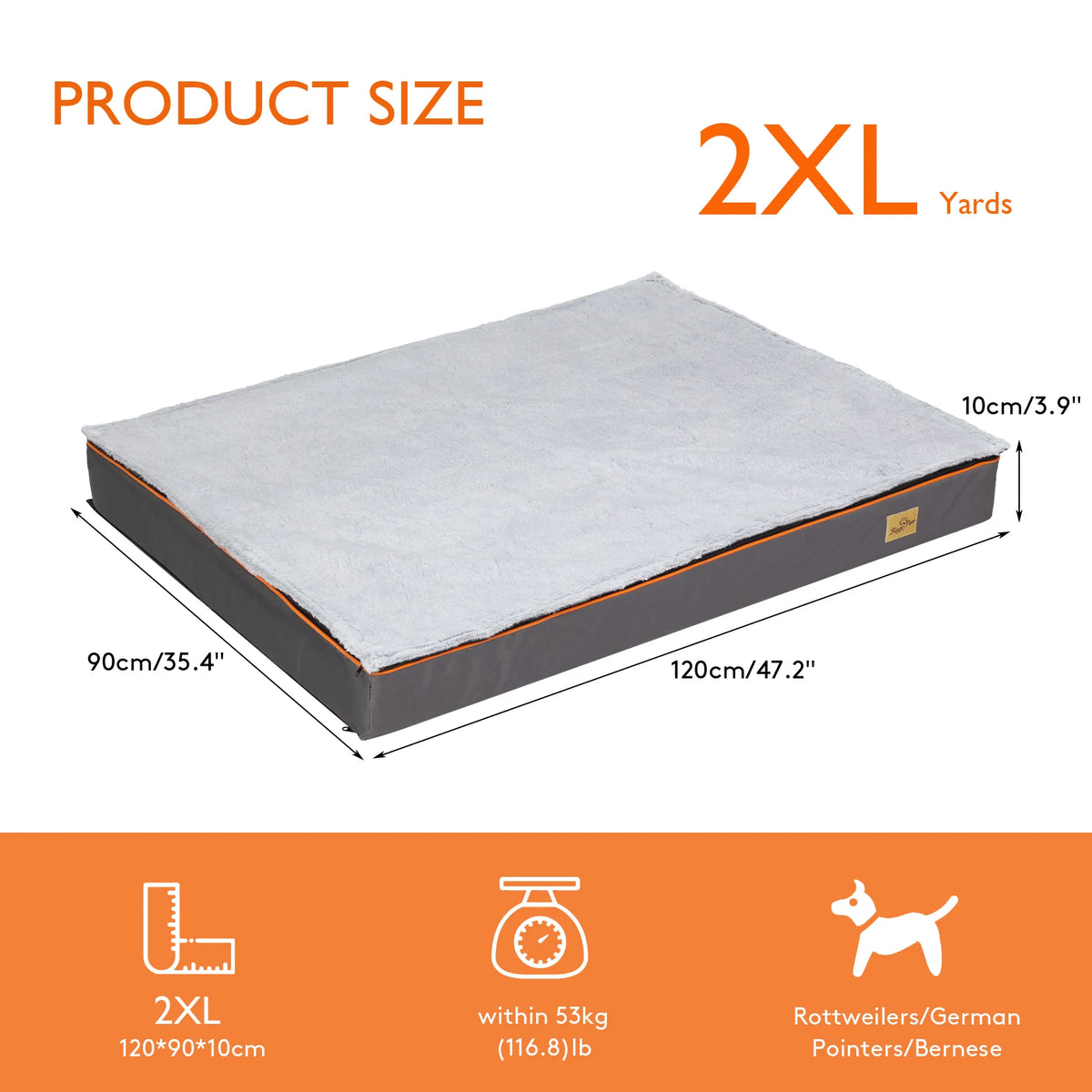Large I YAN orthopedic dog pet bed with padded foam cushion and washable cover, designed for comfort and support.