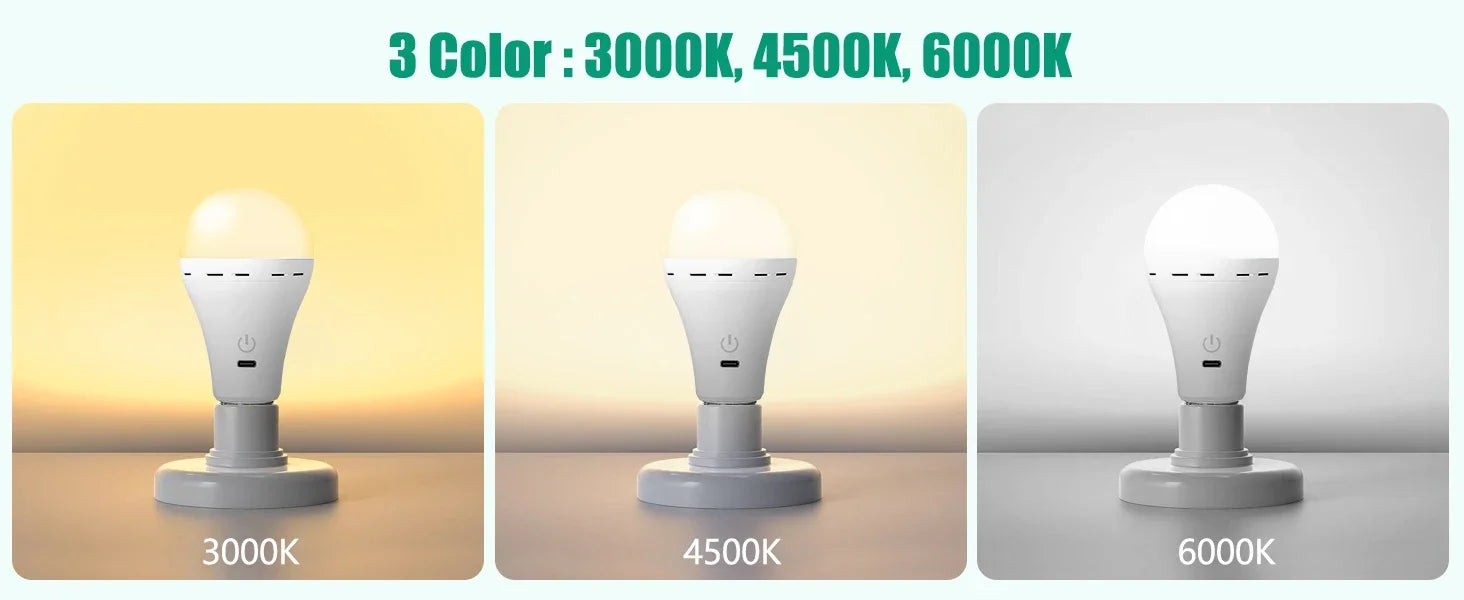 Rechargeable Light Bulb RGB color USB Led Bulb  Smart Bulb Dimmable E27 Bulbs with Timing Cordless Battery Operated Light Bulb