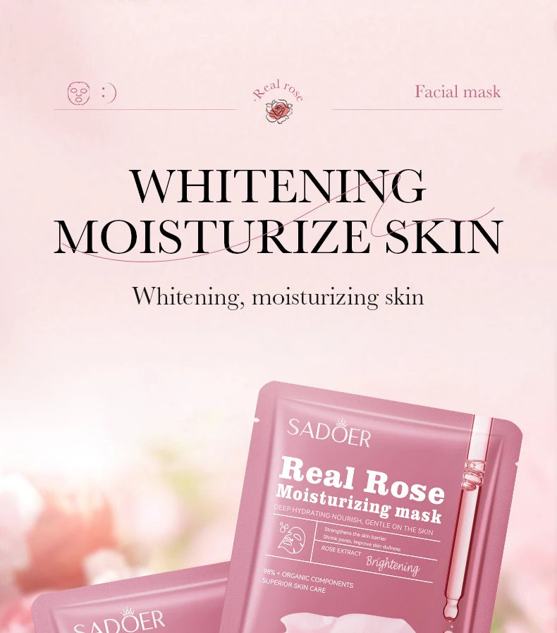 10pcs SADOER Fruit Floral Fragrance Face Mask Moisturizing Anti Wrinkle Hydrating Chamomile Facial Masks Skin Care