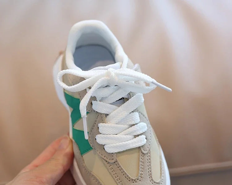Children's Spring New Leather Upper Sneakers Kids Non-Slip Casual Shoes Boys Girls Soft Sole Students Tennis Toddler Sport Shoes