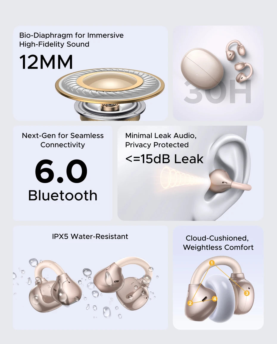 UGREEN Ear Clip EarBuds OWS Wireless Bluetooth Earphones TWS Headphones