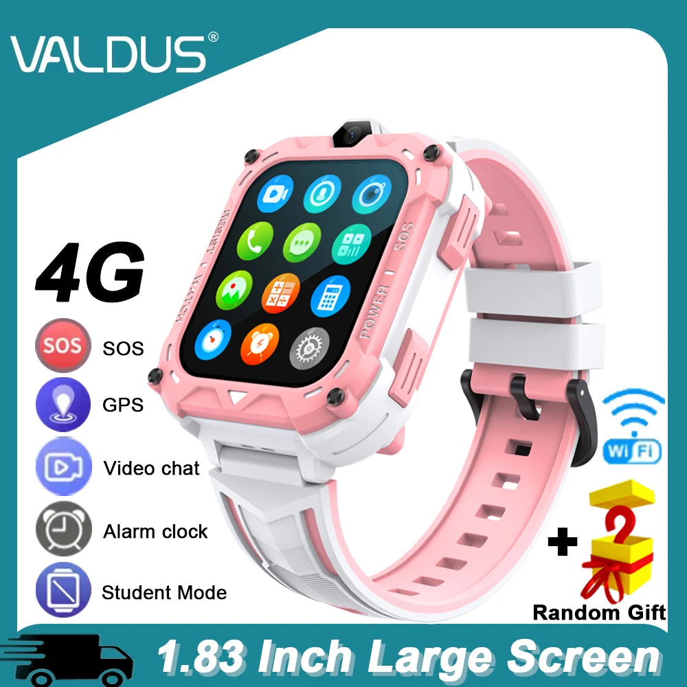 VALDUS 2025 New VK39 4G Children Smartwatch GPS SOS Video Call WIFI SIM Card 0.08Mpix Camera Large Screen 4G Watch For Kids Gift