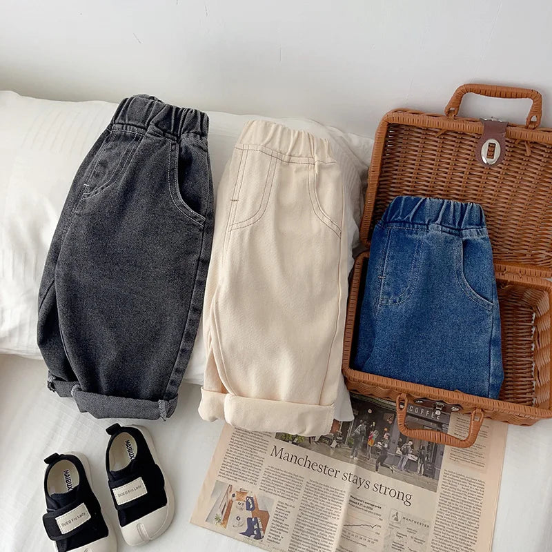 Spring Autumn New Baby Pants Casual Denim 9M-5T Kids  Straight Jeans Soft Toddler Girls Fashion Trousers 3 Colors