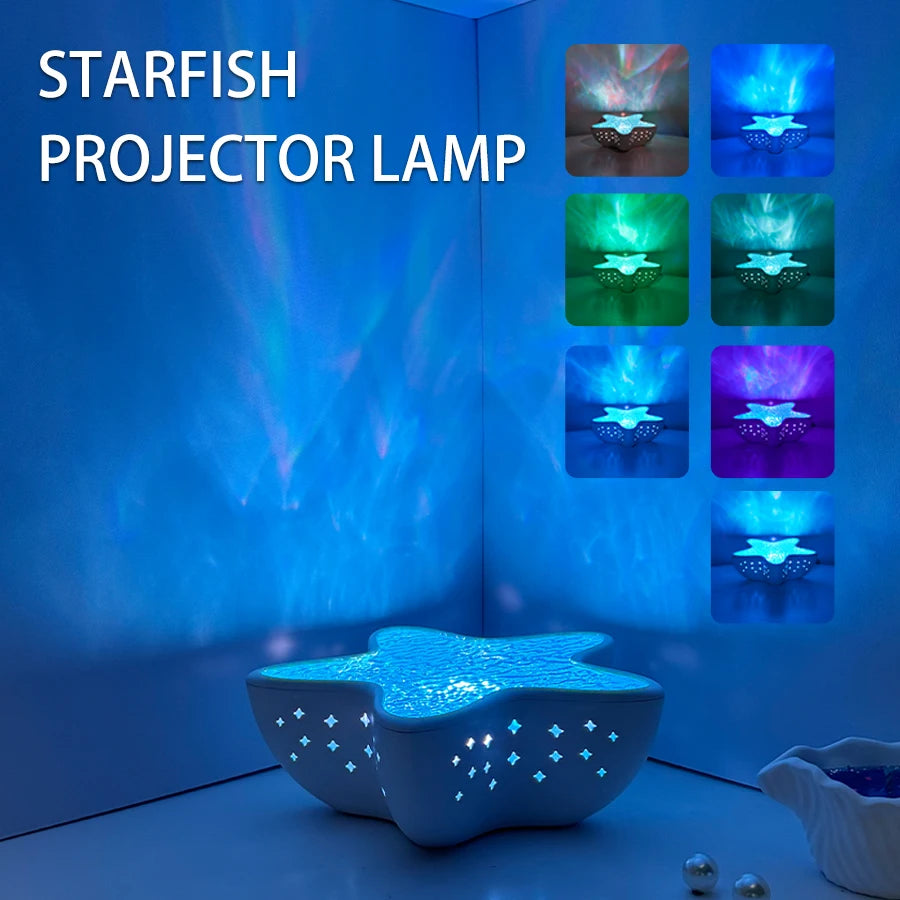 Starfish LED Table Lamp Aurora Projector Lamp Starry Sky Northern Light Bedside Lamps Bedroom Decoration Atmosphere Night Light