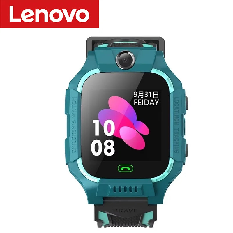 Lenovo 4G Kids Smart Watch by I YAN featuring a cartoon design, camera, SOS call button, and mini phone for boys and girls.