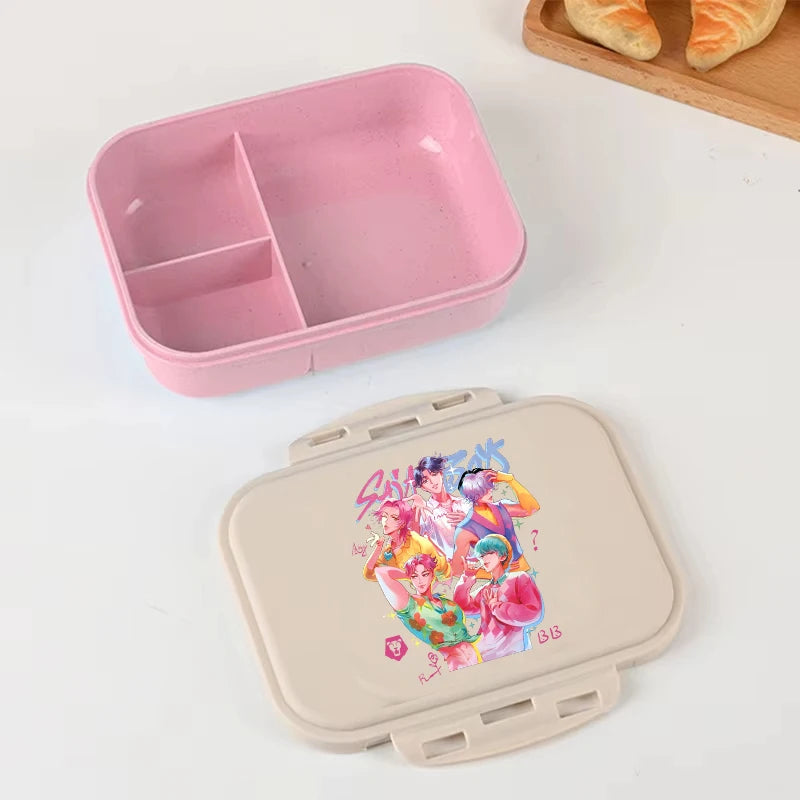I YAN Demon Hunters anime-themed lunch box with large capacity food container for kids, perfect for school and picnics.