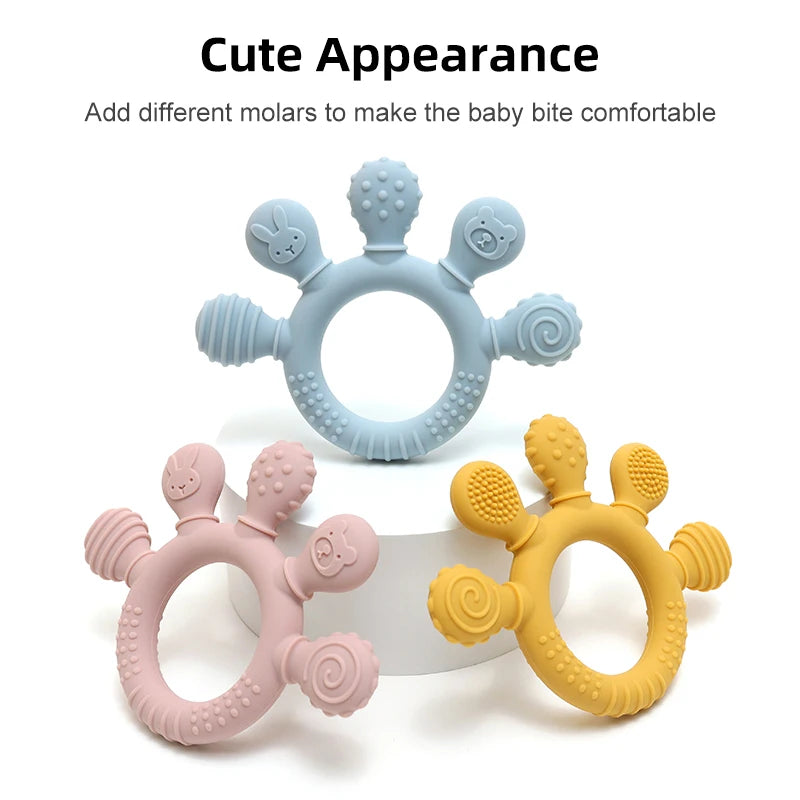 Baby Silicone Ring Teether – BPA-Free Sensory Chew Toy for Teething Relief (0–12 Months) - I YAN