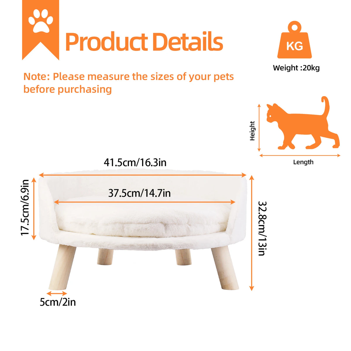 Small pet sofa bed by I YAN, raised cat chair and dog couch with removable cushion for cozy sleep and resting.