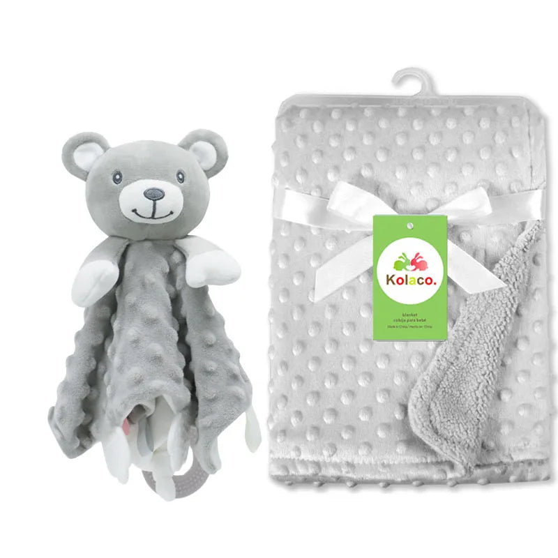 Soft I YAN personalized baby blanket and lovey set with minky dot fabric, ideal for boys and girls, perfect for baby showers.