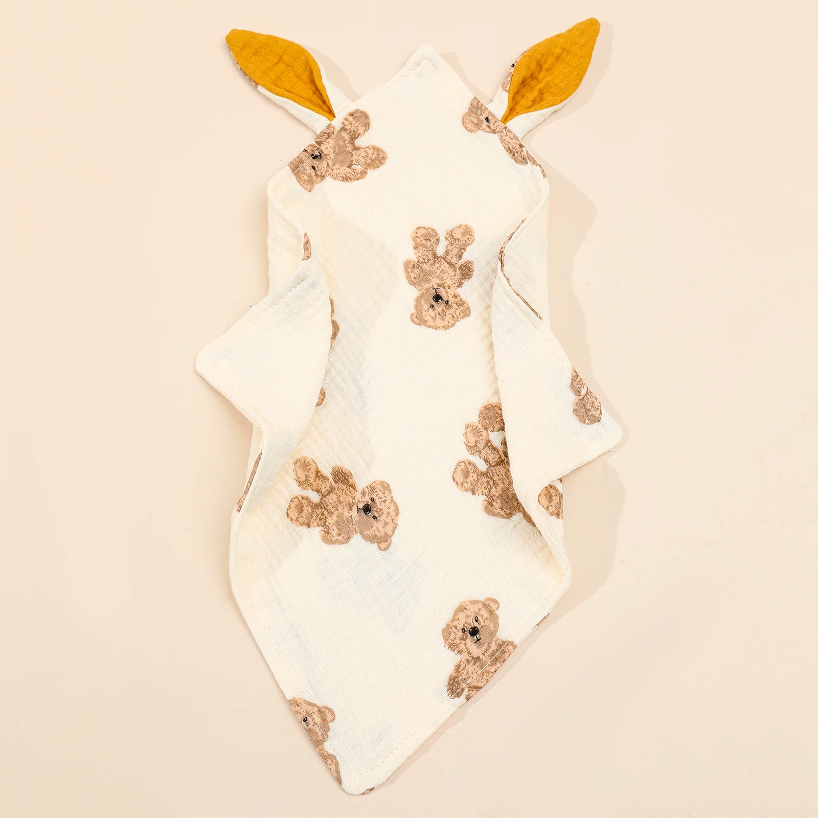 Soft newborn baby cotton muslin comforter with rabbit ear design, ideal for infants and toddlers, by I YAN.